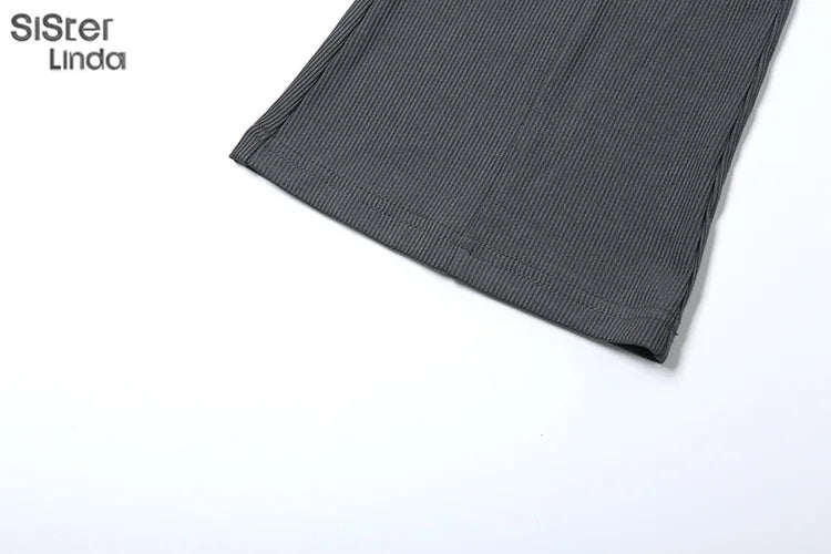 Sisterlinda Women's Casual Super-Short Skinny Pants & O-Neck Pullover Set - Spring/Summer 2024