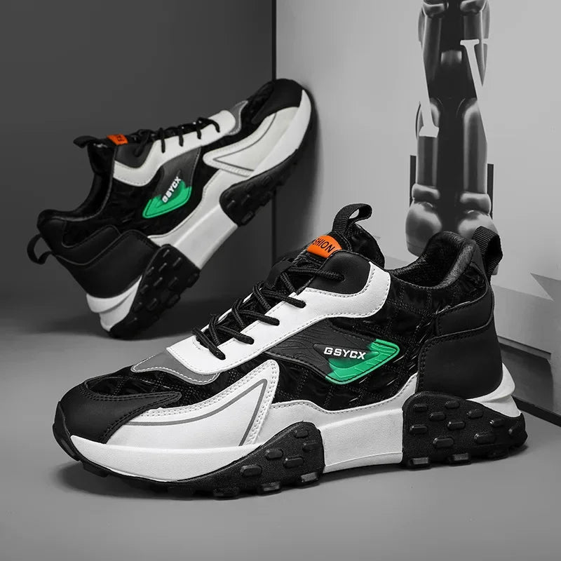 NoEnName_Null Men's Casual Lace-Up Shoes - Winter-Ready Leather Sneakers