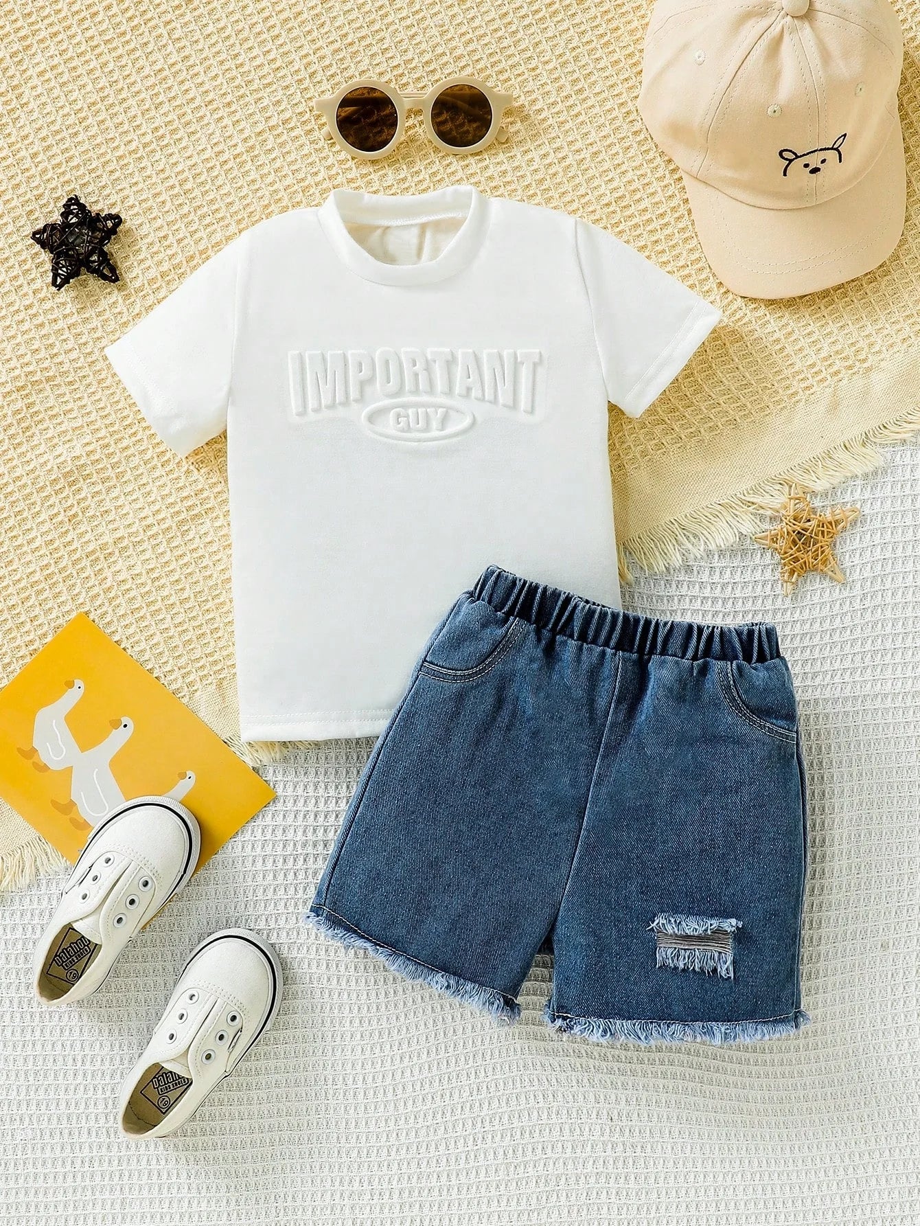 Sporty Baby Boy Summer Outfit Set – Lightweight Letter Print Coat & Shorts (0–2 Years)