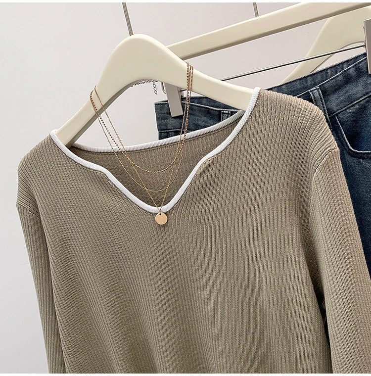 BigLargi Women's Loose Fit V-Neck Casual Shirt – Autumn/Winter Collection