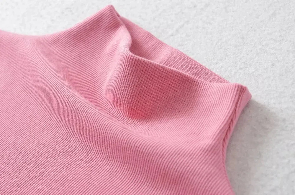Women's Sleeveless Turtleneck Slim Fit Knit Top Summer 2024 by TODOBLACK