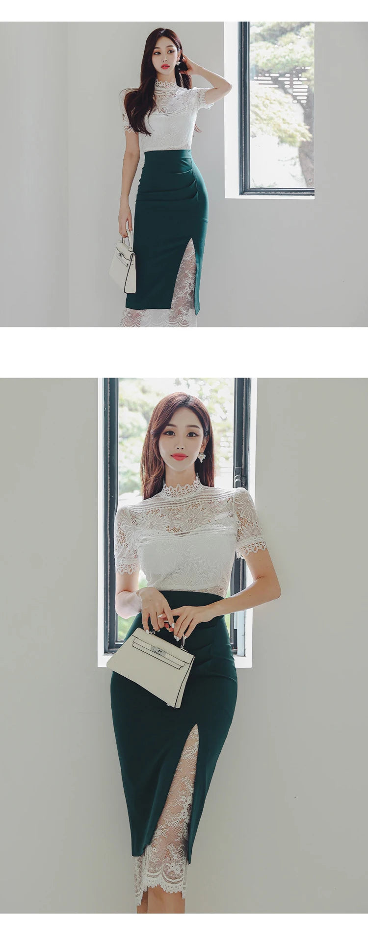 MingJieBiHuo Women's Vintage Slim Fit Lace Midi Dress – Stand Collar, Zipper Closure