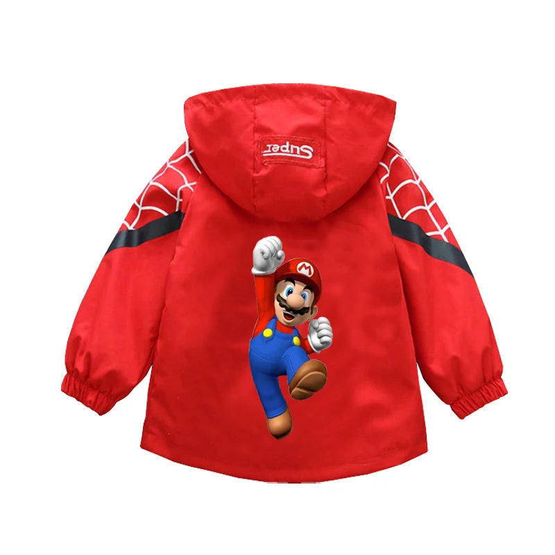 Spring Boys and Girls Cartoon Super Mario Zipper Hoodies Jacket for 1-10 Years