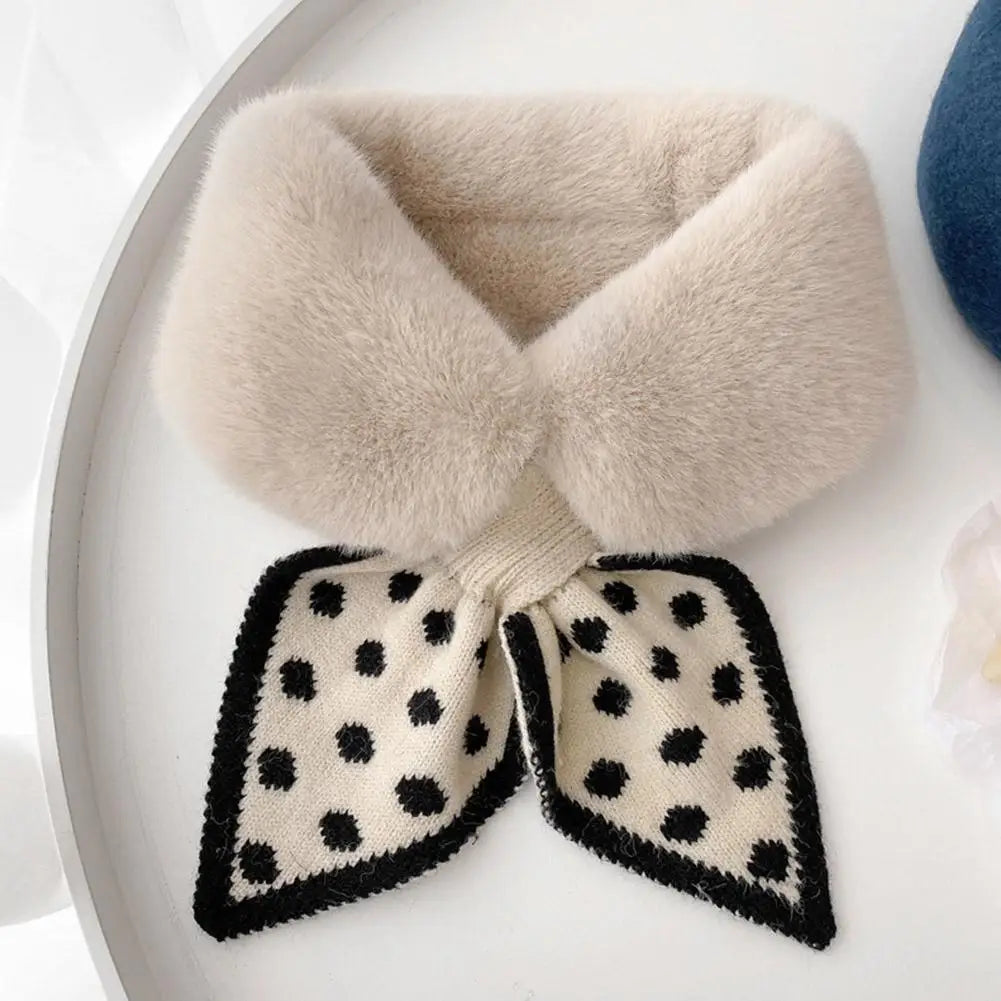 NoEnName_Null Women's Winter Splice Plush Scarf – Stylish & Cozy Casual Accessory