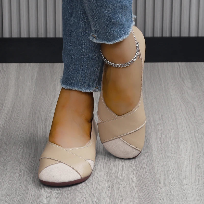 YZZJALK Women's Loafers - Casual Slip-On Flats with Splicing Design