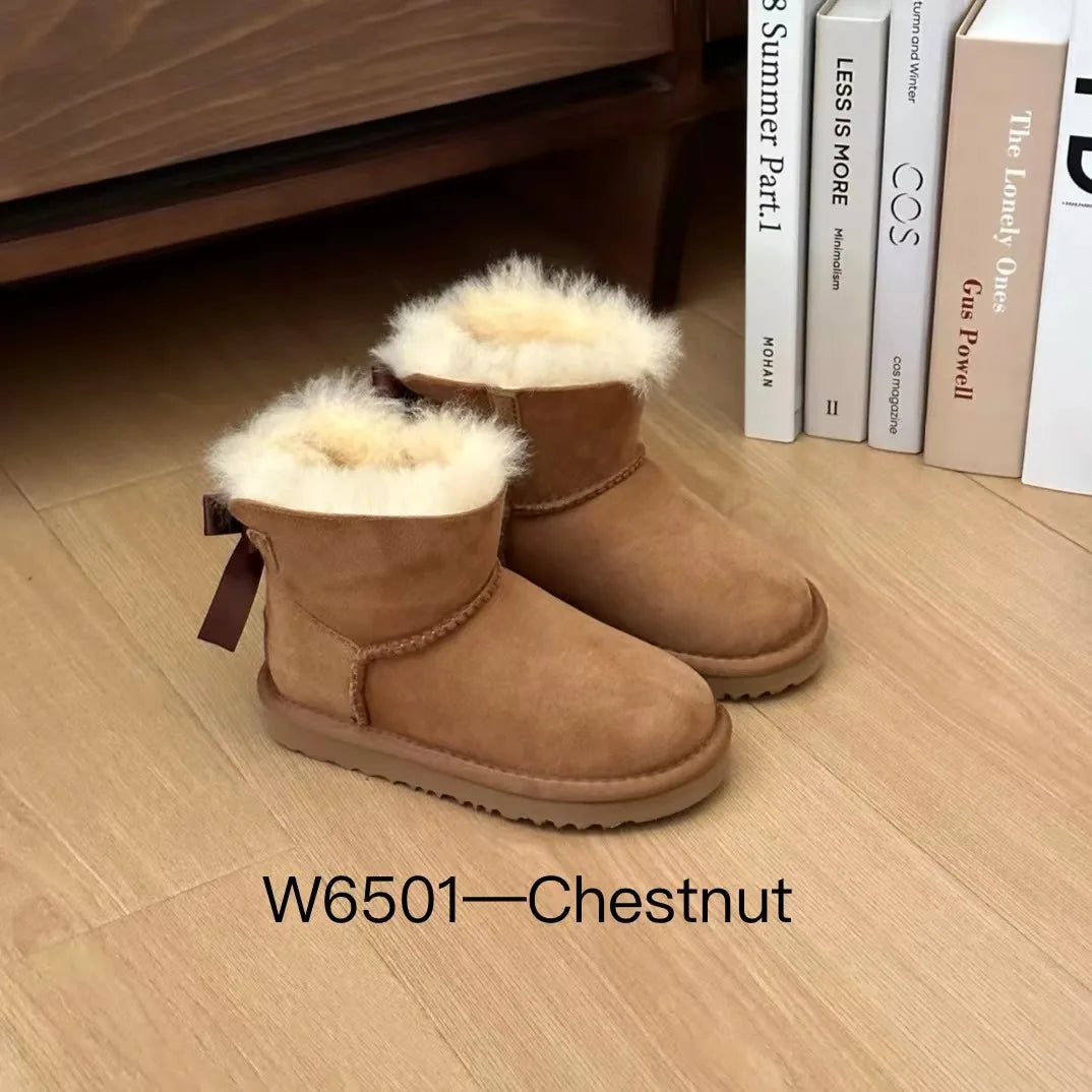 Derbies Women's Winter Fur-Lined Home Cotton Shoes - Waterproof Platform, Sheepskin Insole, Solid Color, Comfortable & Cozy