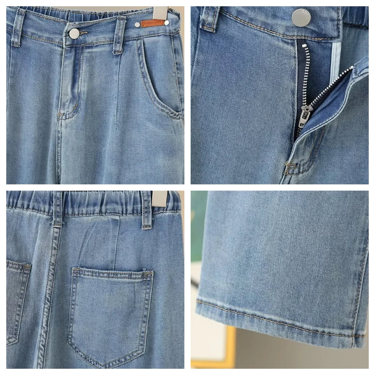 BISENMADE Women's High-Waist Slim Fit Stripe Harem Jeans with Pockets – Ankle-Length for Spring/Summer