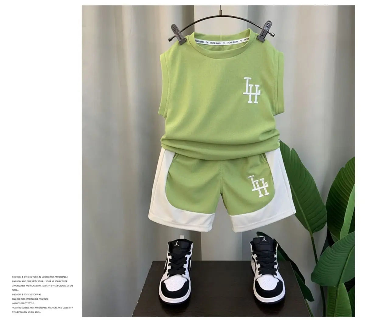 Unisex Kids’ Summer Outfit Set – Sleeveless Letter Print Pullover Top & Shorts (Ages 4–6)