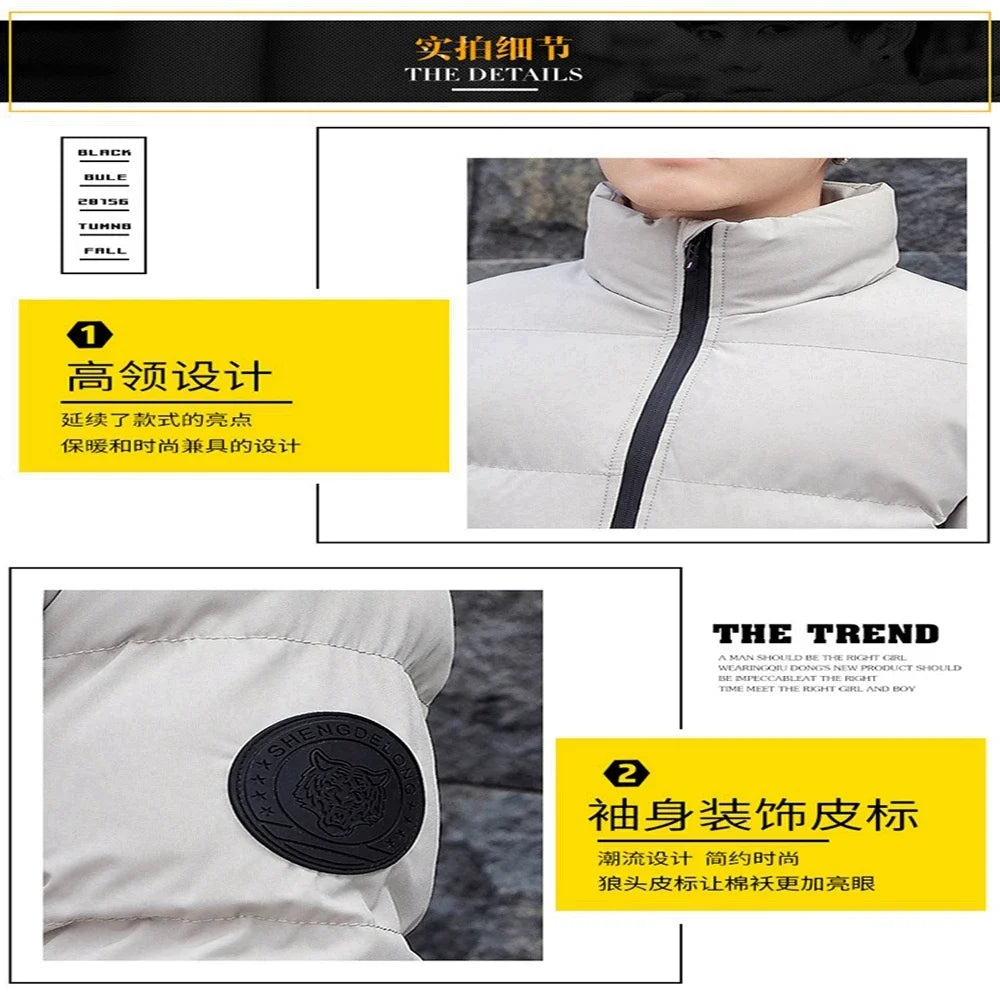 NoEnName_Null Casual Cotton Turtleneck Zip-Up Jacket for Men - Lightweight Spring/Summer Outerwear