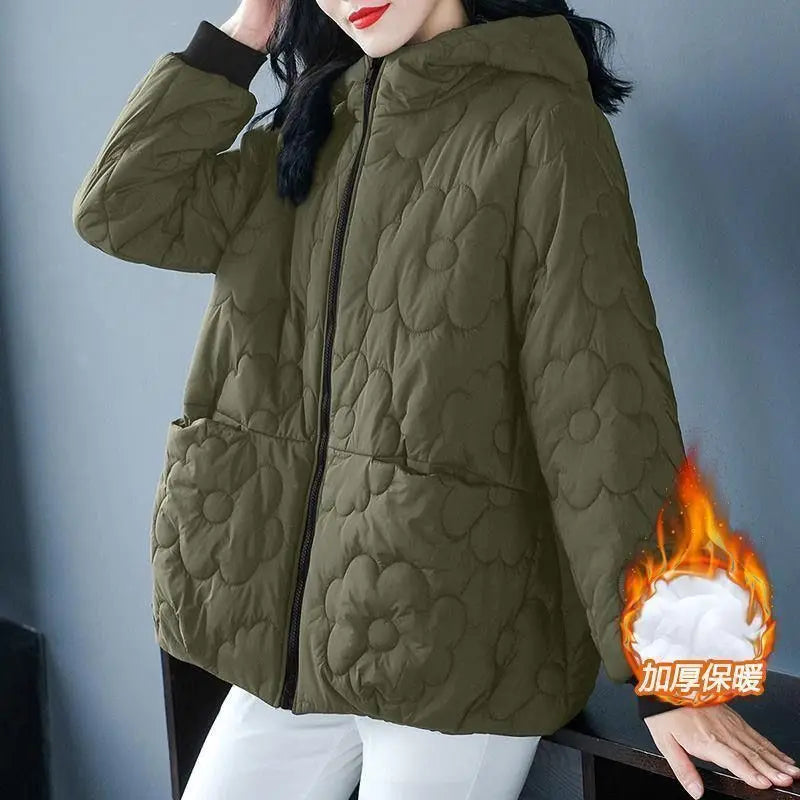 UHYTGF Women's Hooded Winter Jacket with Zipper and Pockets – Casual Thick Coat