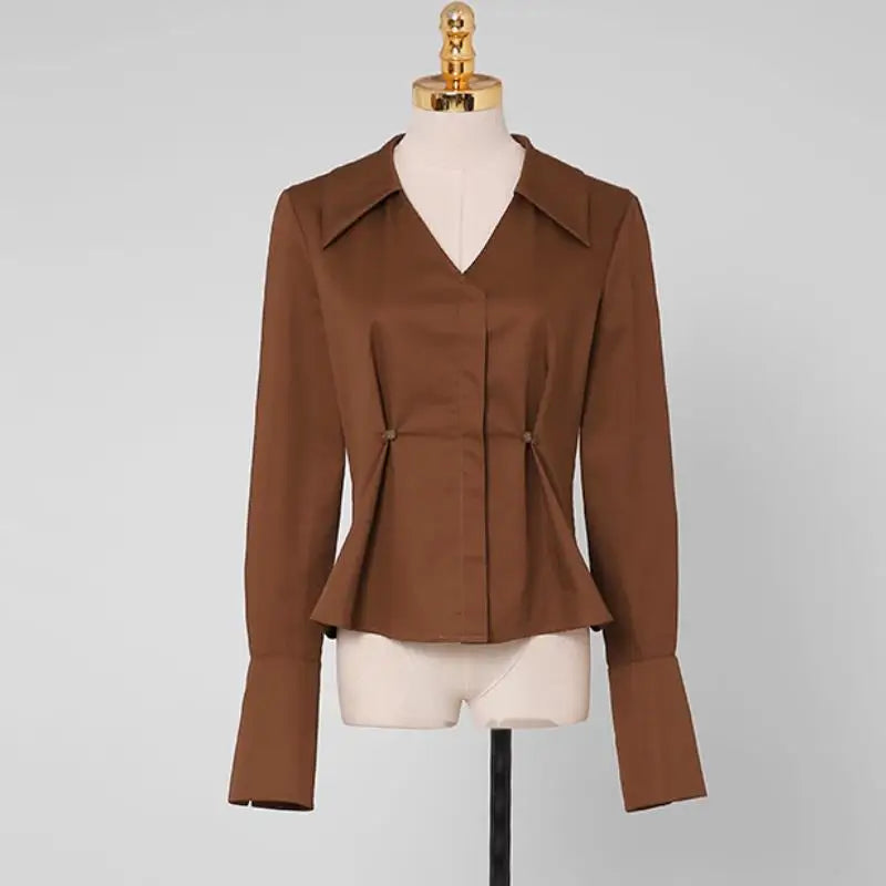 Orgreeter Women’s Office Lady Faux Leather Print Pencil Dress - Autumn/Winter Turn-Down Collar Dress