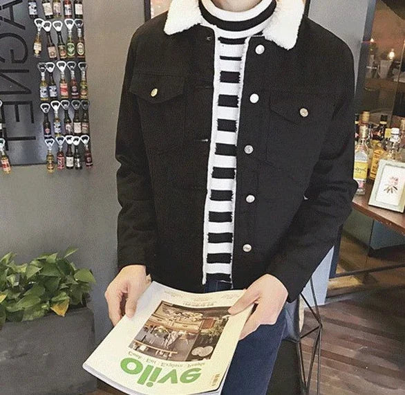 Shangkaka Men’s Vintage Slim Fit Denim Jacket - Autumn & Winter Outerwear