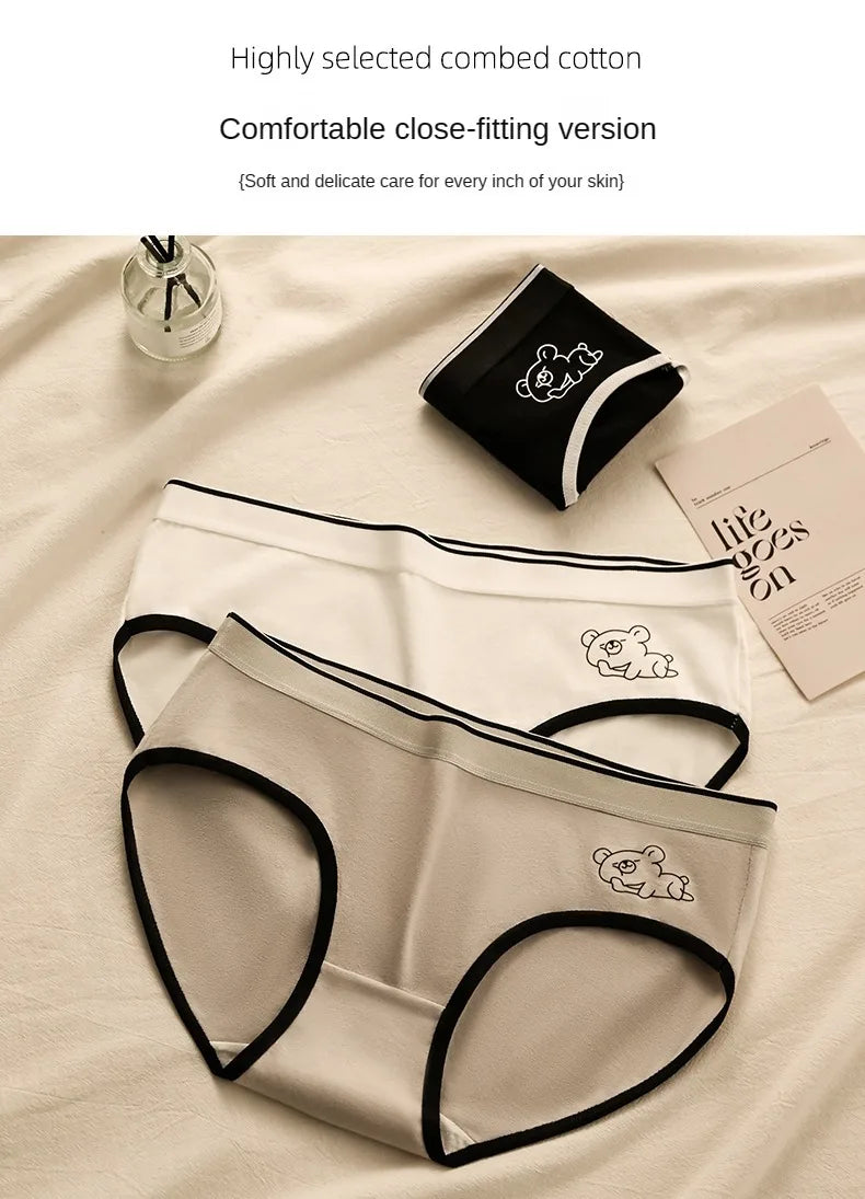 NoEnName Women's Mid-Rise Briefs - Comfortable Polyester & Spandex Underwear with Print Pattern