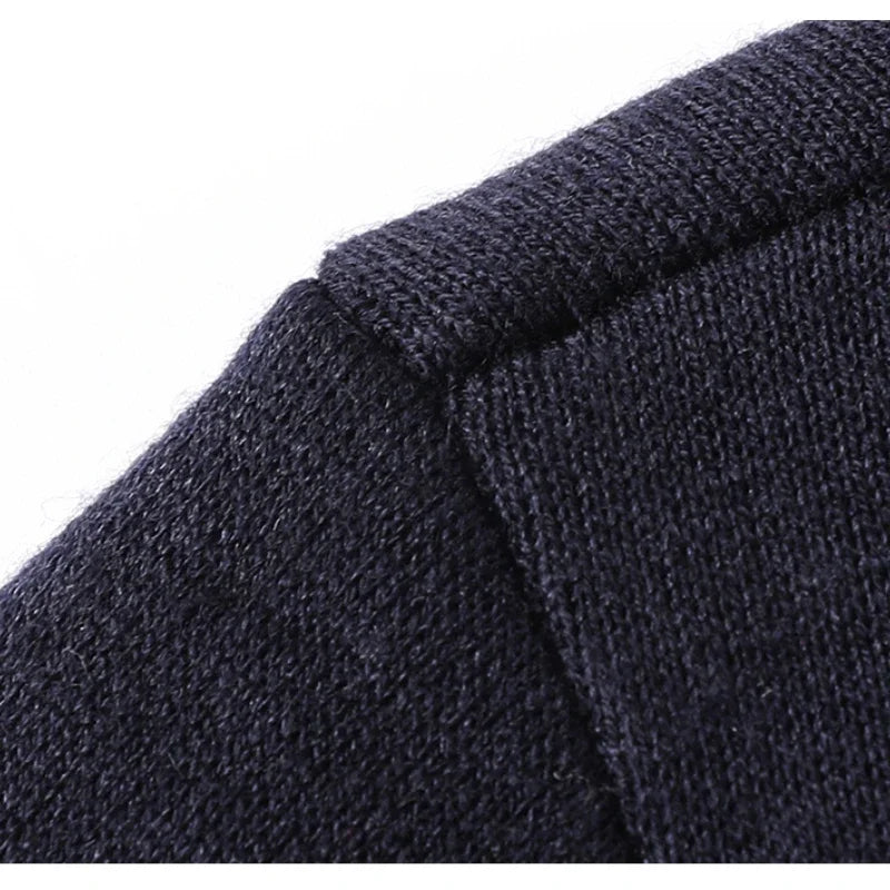 NoEnName_Null Men's Casual Pullover – Wool & Lycra Blend with Turn-Down Collar