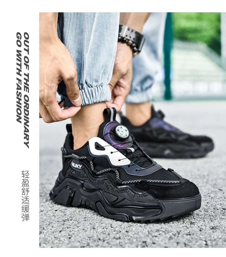 Yuzhy Men's Breathable Casual Lace-Up Shoes - Winter-Ready, Anti-Odor Sneakers
