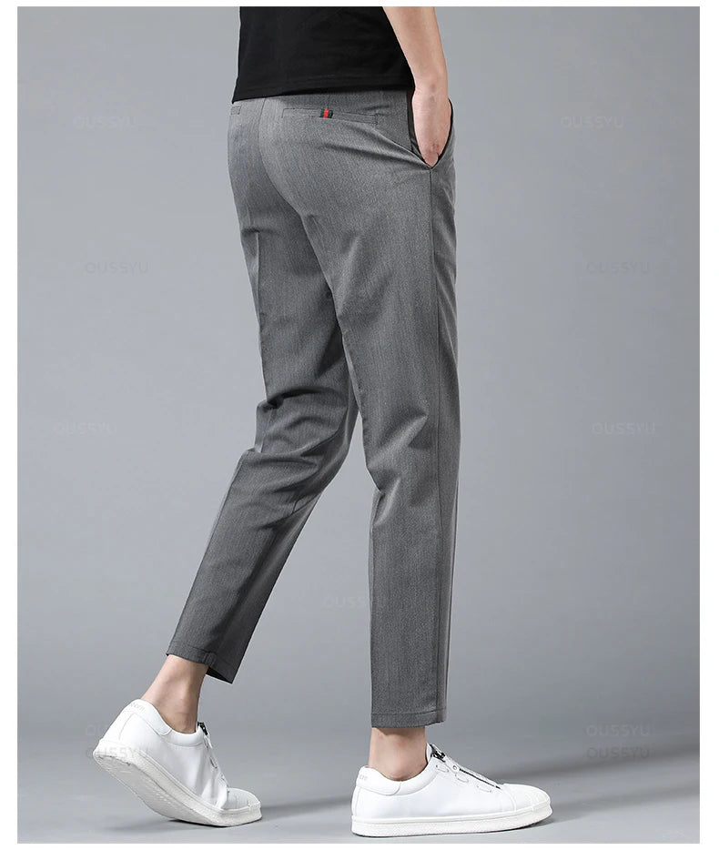 OUSSYU Men’s Smart Casual Straight-Leg Pants – Lightweight Summer Collection