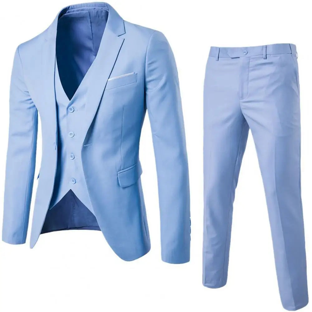 NoEnName_Null Men's Formal Suit - Cotton and Polyester Blend, Single Breasted, Regular Fit