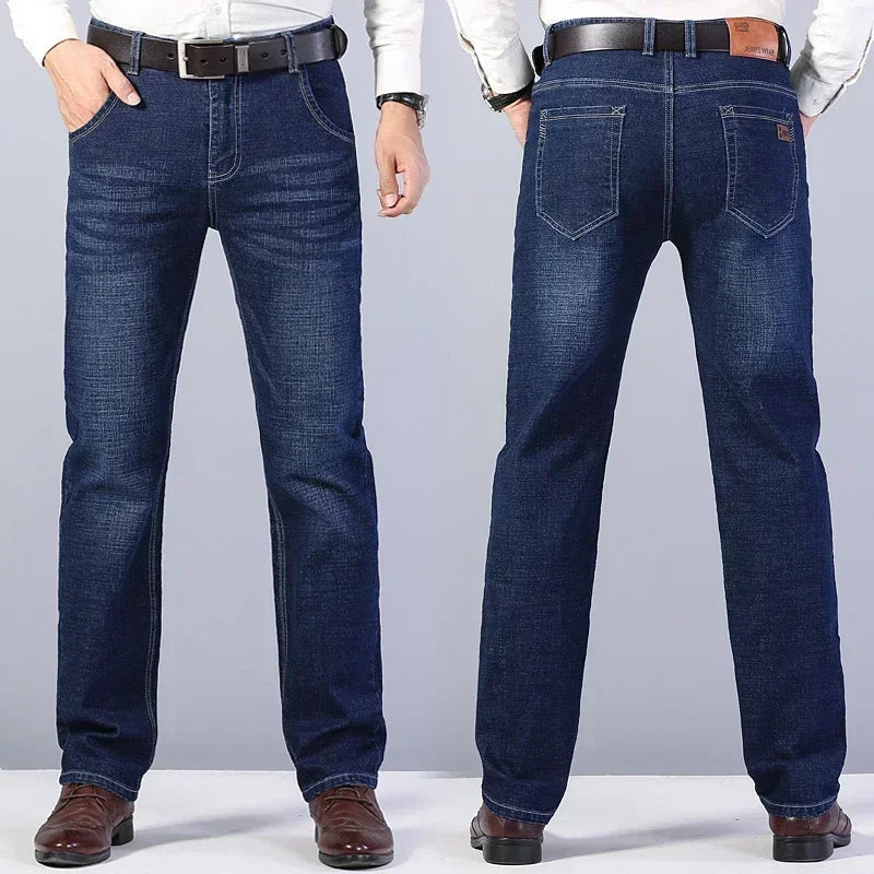 Business Men's Stretch Jeans Autumn New Straight Casual Regular Classic Fashion Denim Trousers