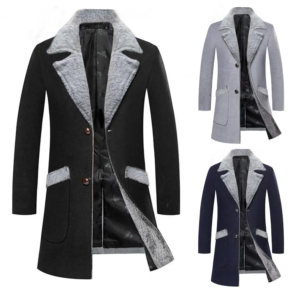 NoEnName_Null Men's Slim Fit Trench Coat – Casual, Single Breasted, Polyester and Cotton Outerwear for Autumn & Winter