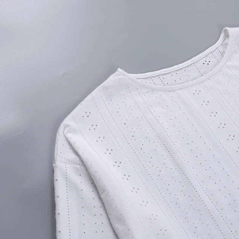 CYSAYS Women’s Casual Pullover Top with Hollow Out Details & Flare Sleeves – Summer 2024 Collection
