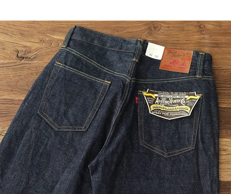 Iceupsnow Men’s Vintage High-Waist Loose Fit Plaid Denim Jeans - Full-Length Straight-Leg for Winter