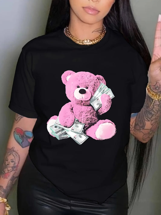 Casual Letter Print T-shirt-Comfortable & Stylish Top for Spring/Summer
