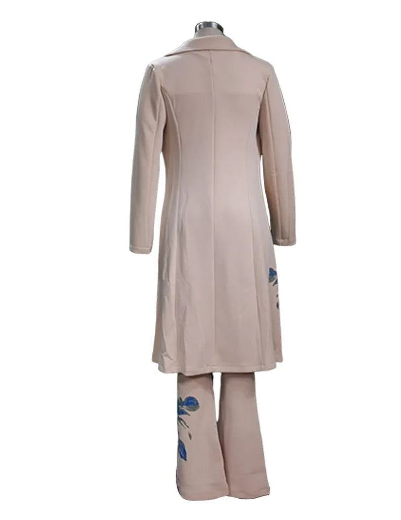 Kalenmos Women's Office Lady High-Waisted Wide Leg Pants & Long Coat Set – Autumn/Winter 2023