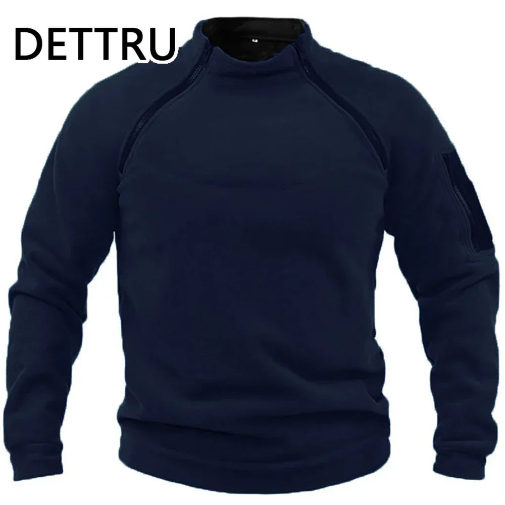 DETTRU Chinese Style Fleece Pullover for Men – Autumn & Winter