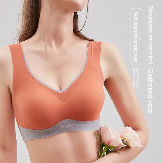 KING'S FAITH Women's Floral Push-Up Bra - Wire-Free, Front Closure, Everyday Comfort