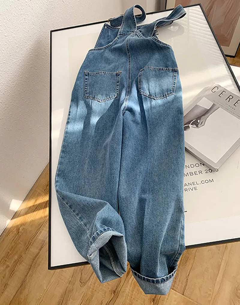 MEXZT Women's Ankle-Length Streetwear Jumpsuit - Loose Fit Wide Leg Pants