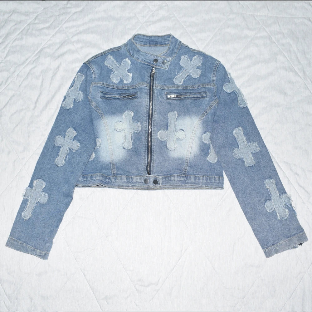 FANAN Women's High Street Denim Dress with Appliqué – Autumn 2024 Collection