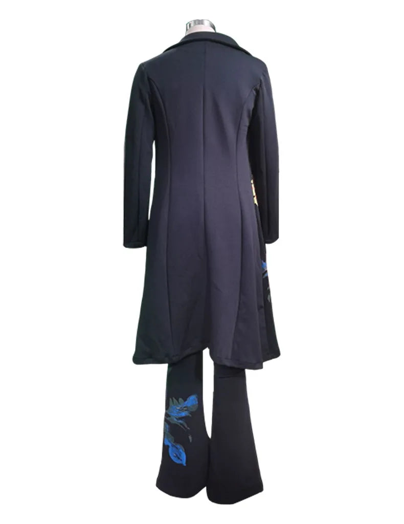 Kalenmos Women's Office Lady High-Waisted Wide Leg Pants & Long Coat Set – Autumn/Winter 2023