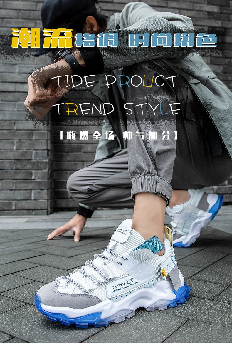Yuzhy Men's Breathable Casual Lace-Up Shoes - Winter-Ready, Anti-Odor Sneakers