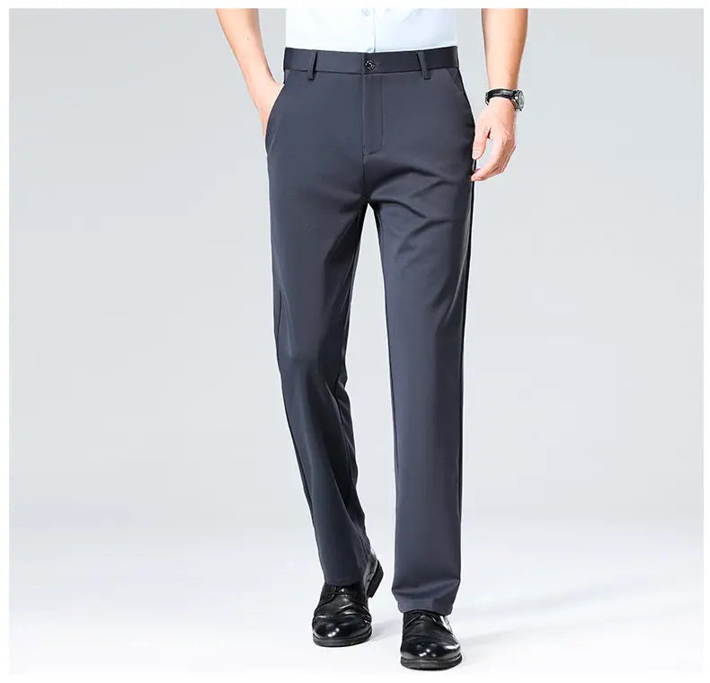 QUHNBGY Men’s Smart Casual Straight-Leg Pants with Pockets – Spring and Autumn Collection