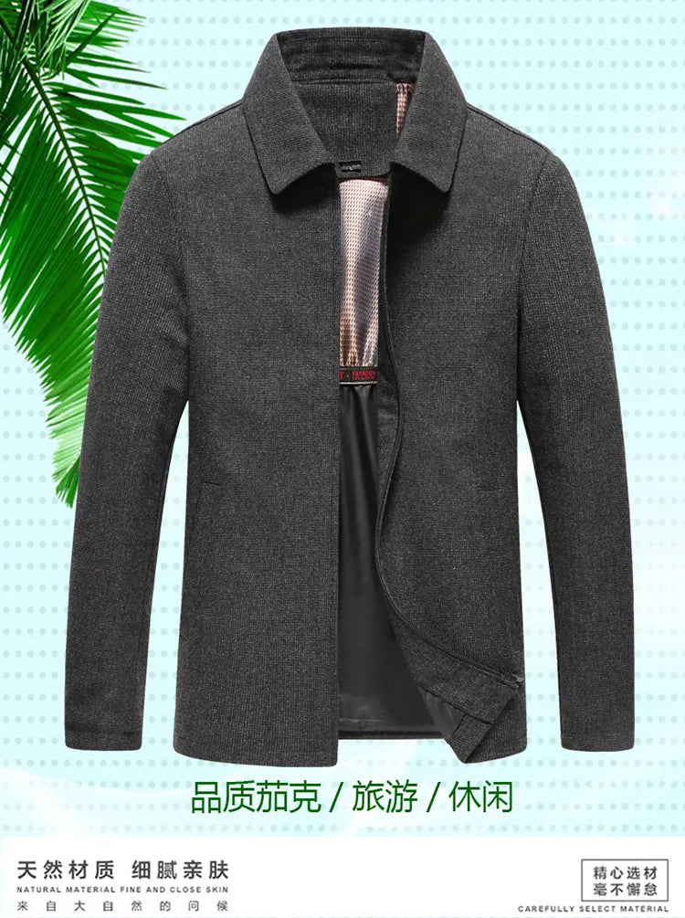 BULUOLANDI Men’s Casual Winter Jacket - Zipper Closure, Turn-down Collar, Regular Fit
