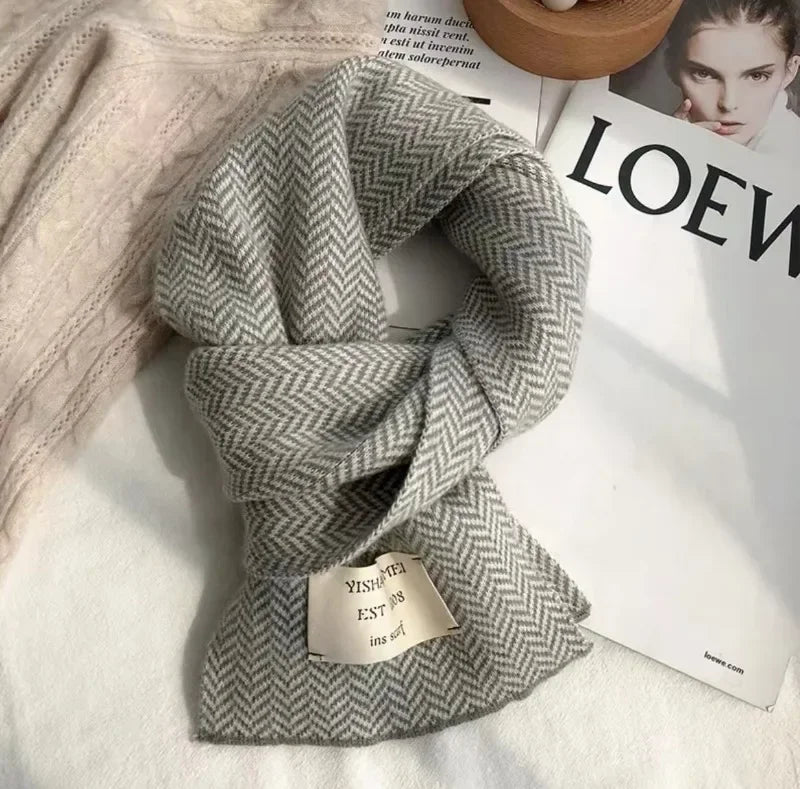 eTya Women's Winter Striped Knit Scarf - Polyester, Linen, Acetate, and Acrylic Fiber Blend