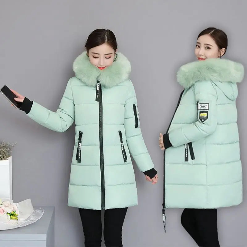 Women's Wool Hooded Coat with Faux Fur Collar – X-Long, Thick, Zipper Closure, Autumn/Winter Office Lady Style
