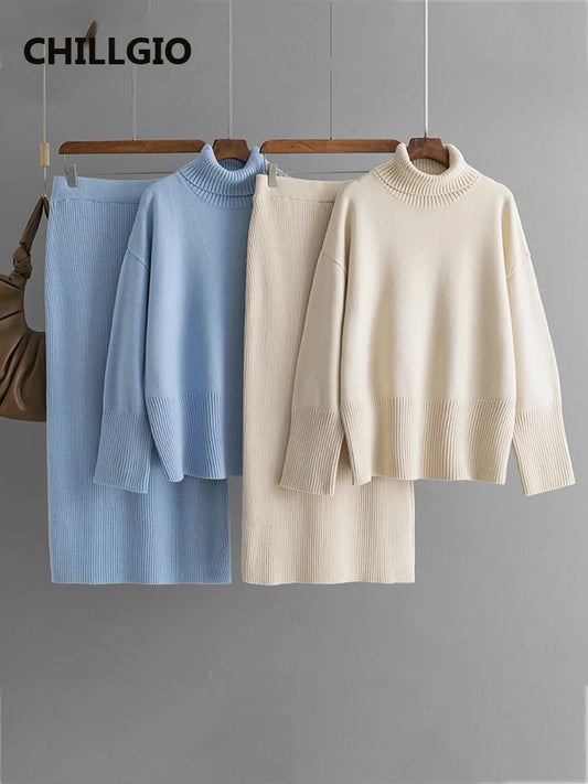 CHILLGIO Women’s Turtleneck Pullover Knit Dress - Comfortable & Stylish for Autumn/Winter