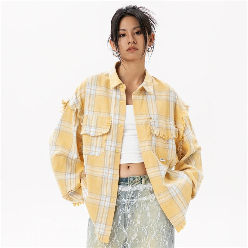 STIWAUP Women's Plaid Long Sleeve Blouse – Casual Turn-down Collar Top for Spring & Autumn