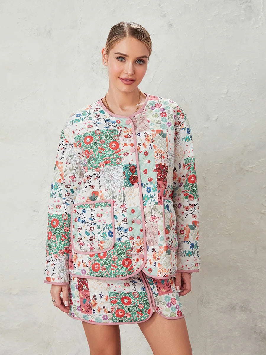 Hirigin Women’s Street Style Velvet Skirt Suit with Diamonds – All-Season Fashion