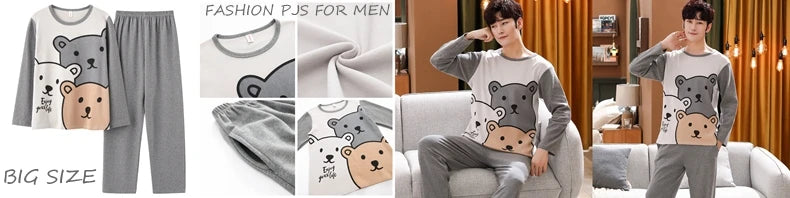 Elegant Man's Pajamas Loungewear 2023 Autumn Winter New Big Size 3xl 4xl Knitted Cotton Sleepwear Fashion Lounge Set Nightwear