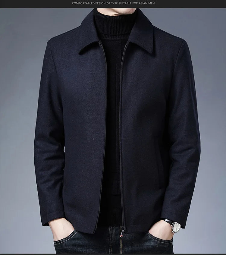 BULUOLANDI Men’s Casual Winter Jacket - Zipper Closure, Turn-down Collar, Regular Fit