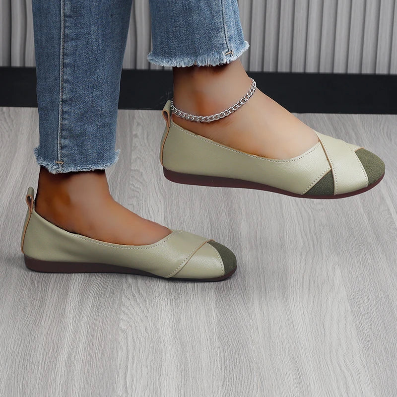YZZJALK Women's Loafers - Casual Slip-On Flats with Splicing Design