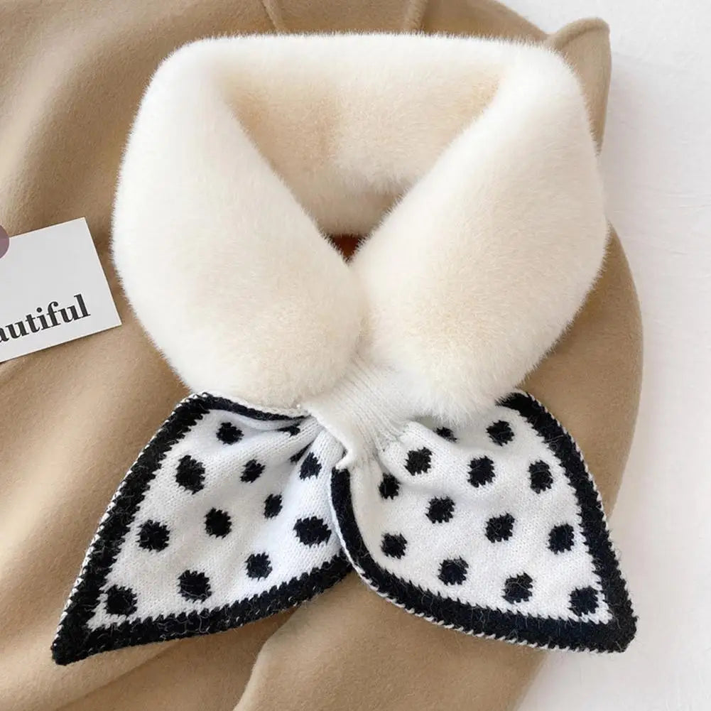 NoEnName_Null Women's Winter Splice Plush Scarf – Stylish & Cozy Casual Accessory