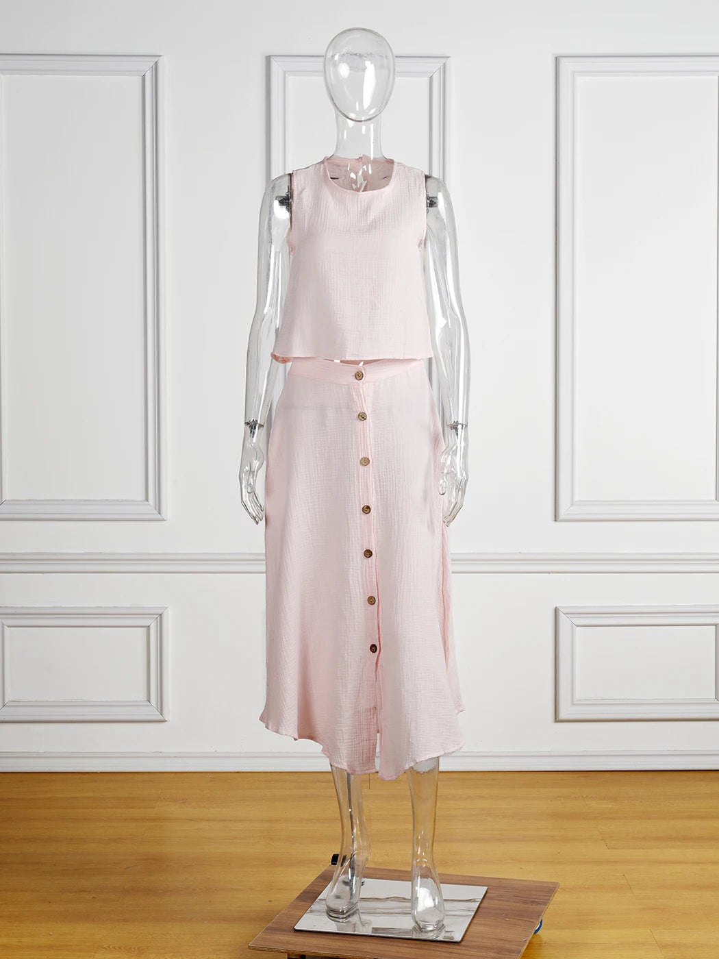 JASTIE Women's Casual A-Line Sleeveless Jersey Dress – Mid-Calf Length, Spring/Summer Style