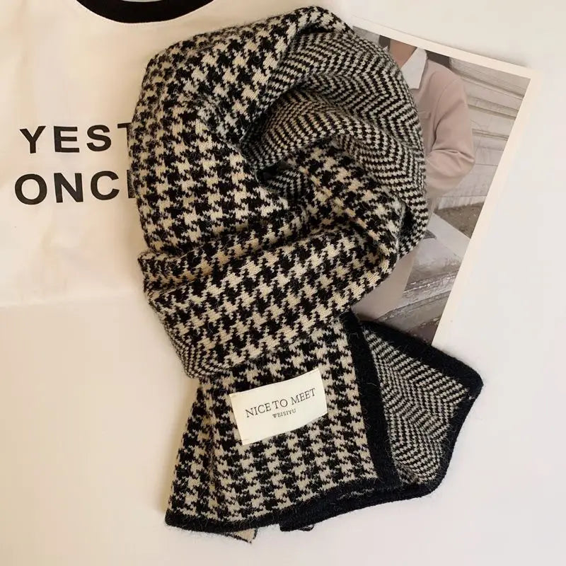 NoEnName_Null Women Fashion Scarf, Hat & Gloves Set Geometric Pattern, Cotton & Acetate Blend