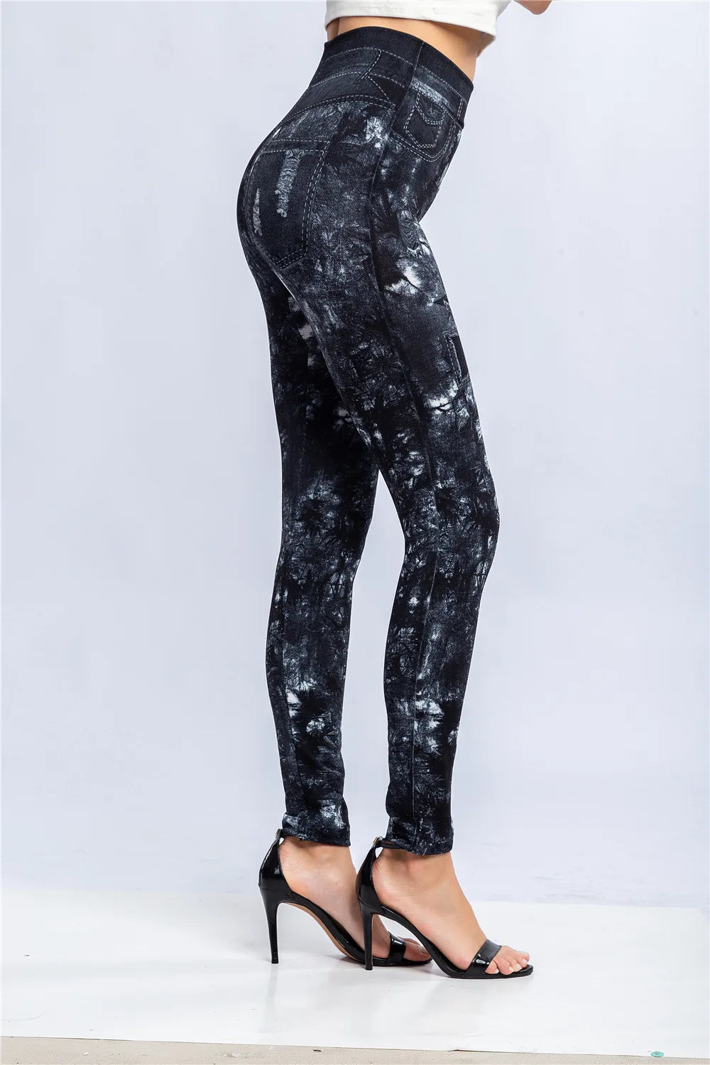 CUHAKCI Women's High-Waist Seamless Printed Leaf Leggings – Ankle-Length, Sexy Workout Gym Tights
