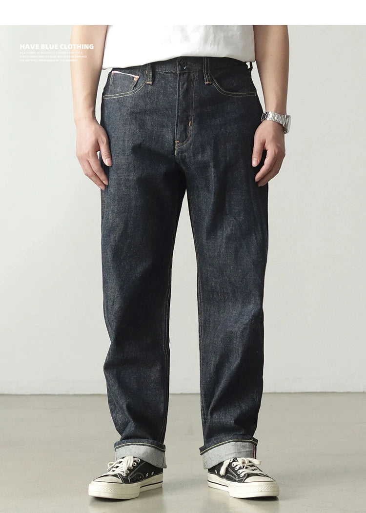 Iceupsnow Men’s Vintage High-Waist Loose Fit Plaid Denim Jeans - Full-Length Straight-Leg for Winter