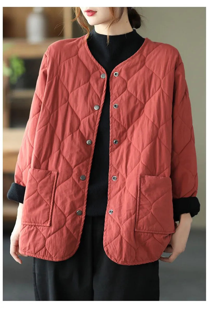 LUO. TAO. FUSH I Women's Winter Office Lady Coat – Single-Breasted Buttoned Short Jacket