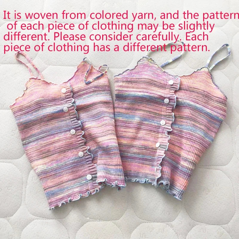 Abebey Women's Super-Short Tie-Dye Knitted Top - Casual Summer Wear
